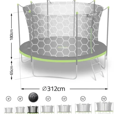 Trampolina ogrodowa 10ft/312cm z siatką wewnętrzną i drabinką Neo-Sport