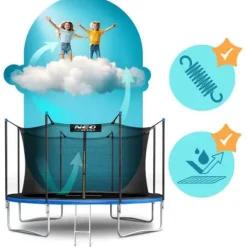 Trampolina ogrodowa 12ft/374cm z siatką wewnętrzną i drabinką Neo-Sport