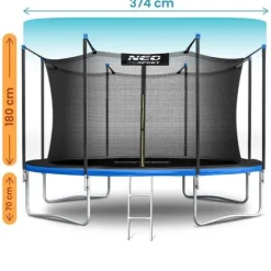 Trampolina ogrodowa 12ft/374cm z siatką wewnętrzną i drabinką Neo-Sport