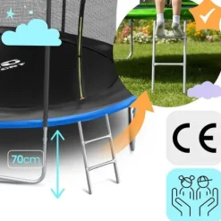 Trampolina ogrodowa 12ft/374cm z siatką wewnętrzną i drabinką Neo-Sport