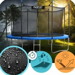 Trampolina ogrodowa 13ft/404cm z siatką wewnętrzną i drabinką Neo-Sport