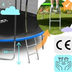 Trampolina ogrodowa 15ft/465cm z siatką wewnętrzną i drabinką Neo-Sport