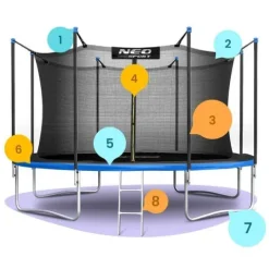 Trampolina ogrodowa 15ft/465cm z siatką wewnętrzną i drabinką Neo-Sport