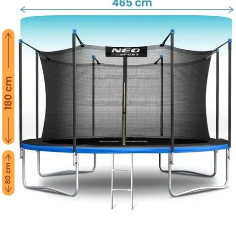 Trampolina ogrodowa 15ft/465cm z siatką wewnętrzną i drabinką Neo-Sport