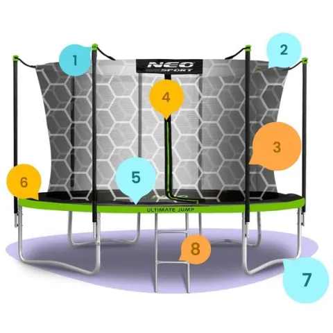 Trampolina ogrodowa 12ft/374cm z siatką wewnętrzną i drabinką Neo-Sport