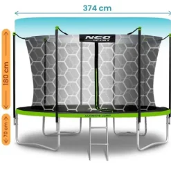 Trampolina ogrodowa 12ft/374cm z siatką wewnętrzną i drabinką Neo-Sport