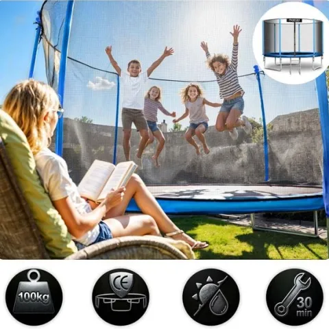 Trampolina ogrodowa 8ft/252cm z siatką zewnętrzną i drabinką Neo-Sport