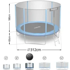 Trampolina ogrodowa 10ft/312cm z siatką zewnętrzną i drabinką Neo-Sport