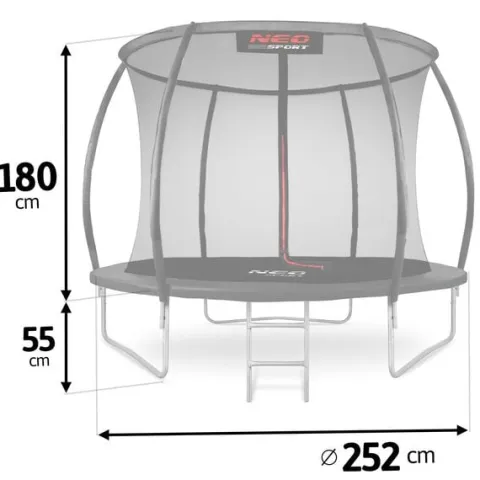 Trampolina ogrodowa profilowana 8ft/252cm z siatką wewnętrzną Neo-Sport