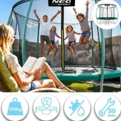Trampolina ogrodowa profilowana 12ft/374cm z siatką wewnętrzną Neo-Sport
