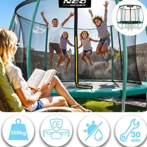 Trampolina ogrodowa profilowana 12ft/374cm z siatką wewnętrzną Neo-Sport