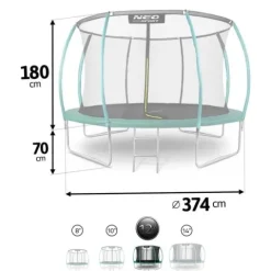 Trampolina ogrodowa profilowana 12ft/374cm z siatką wewnętrzną Neo-Sport
