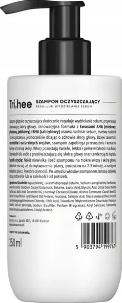 TRI.HEE SZAMPON DO WŁOSÓW GŁĘBOKO OCZYSZCZAJĄCY 250 ML