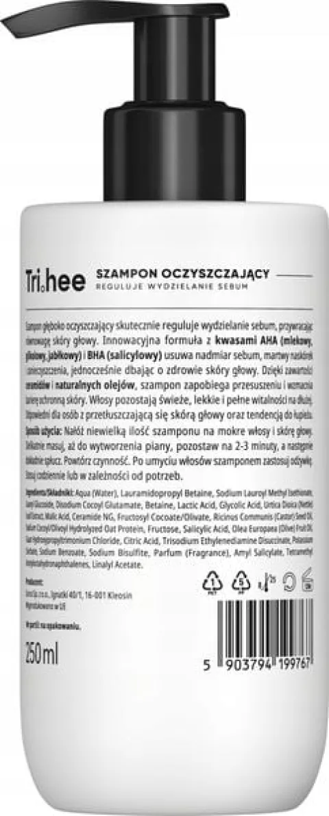 TRI.HEE SZAMPON DO WŁOSÓW GŁĘBOKO OCZYSZCZAJĄCY 250 ML