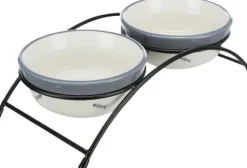 TRIXIE Miski ceramiczne na stojaku dla kota miska na wodę karmę 2x0,25L