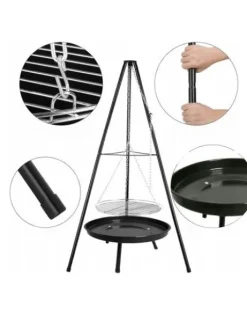 TRÓJNÓG Z RUSZTEM GRILL OGRODOWY DO PALENISK 50cm 150cm OGNISKA 1