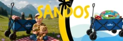 TURYSTYCZNY WÓZEK PLAŻOWY CAMPINGOWY SKŁADANY GRUBE KOŁA NIEBIESKI PLAŻA