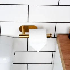 Uchwyt na Papier Toaletowy Ścienny Samoprzylepny Wieszak Łazienkowy Złoty