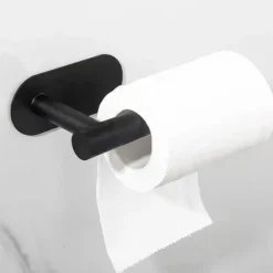 Uchwyt wieszak na papier toaletowy bez wiercenia samoprzylepny czarny
