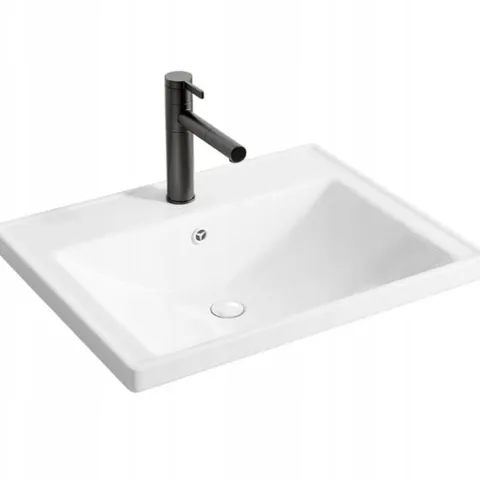 UMYWALKA CERAMICZNA BIAŁA WPUSZCZANA W BLAT PROSTOKĄTNA 52 x 41 CM