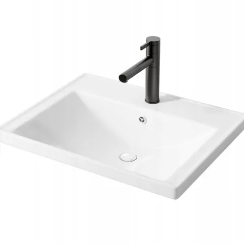 UMYWALKA CERAMICZNA BIAŁA WPUSZCZANA W BLAT PROSTOKĄTNA 52 x 41 CM