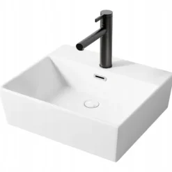 UMYWALKA CERAMICZNA STAWIANA BIAŁA NABLATOWA PROSTOKĄTNA DUŻA 41 x 36 CM