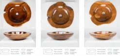 Umywalka drewniana tekowa 45 cm lakierowana do łazienki