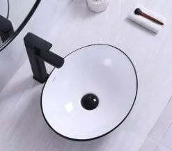 UMYWALKA NABLATOWA CERAMICZNA MATOWA CZARNA 42x34