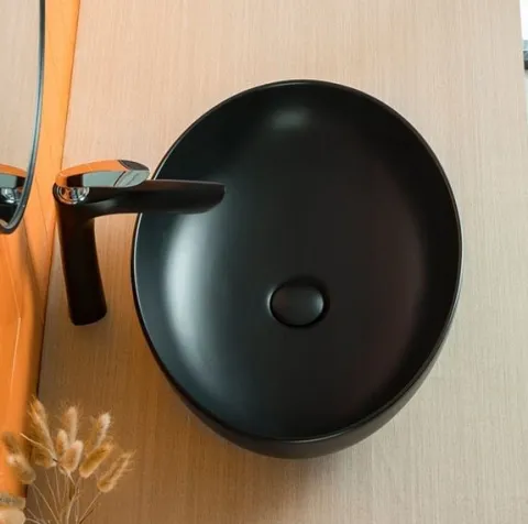 UMYWALKA NABLATOWA CERAMICZNA CZARNA MATOWA 41x33 REBIKO