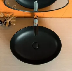 UMYWALKA NABLATOWA CERAMICZNA CZARNA MATOWA 41x33