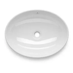 Umywalka Nablatowa Ceramiczna Owalna Połysk 41 cm Biała Stawiana OVALIS