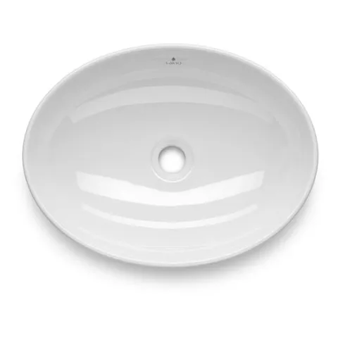Umywalka Nablatowa Ceramiczna Owalna Połysk 41 cm Biała Stawiana OVALIS