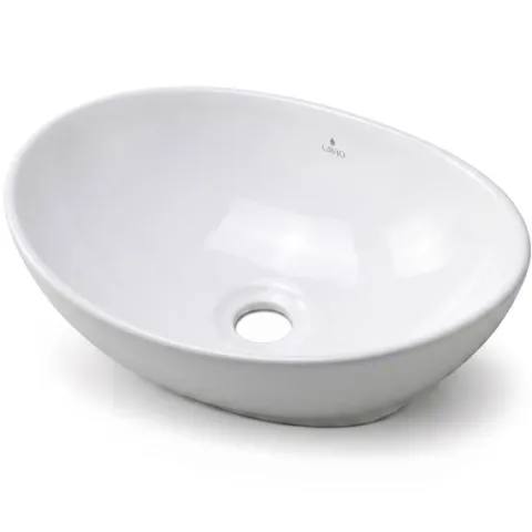 Umywalka Nablatowa Ceramiczna Owalna Połysk 41 cm Biała Stawiana OVALIS