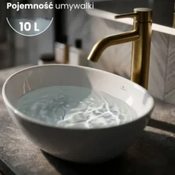 Umywalka Nablatowa Ceramiczna Owalna Połysk 41 cm Biała Stawiana OVALIS