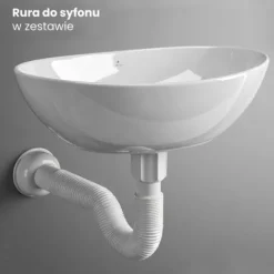 Umywalka Nablatowa Ceramiczna Owalna Połysk 41 cm Biała Stawiana OVALIS