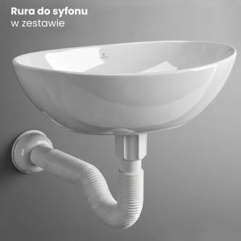 Umywalka Nablatowa Ceramiczna Owalna Połysk 41 cm Biała Stawiana OVALIS