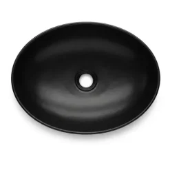 Umywalka Nablatowa Ceramiczna Owalna 41 cm Czarna Matowa Stawiana OVALIS