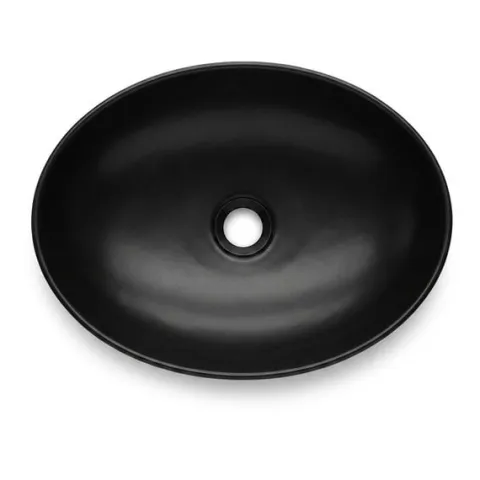 Umywalka Nablatowa Ceramiczna Owalna 41 cm Czarna Matowa Stawiana OVALIS