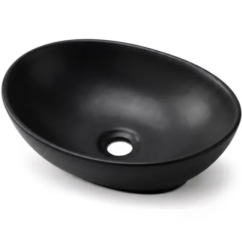 Umywalka Nablatowa Ceramiczna Owalna 41 cm Czarna Matowa Stawiana OVALIS