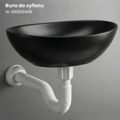 Umywalka Nablatowa Ceramiczna Owalna 41 cm Czarna Matowa Stawiana OVALIS