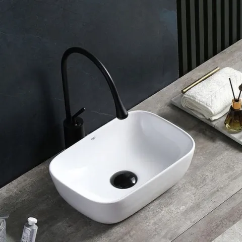 UMYWALKA NABLATOWA CERAMICZNA PROSTOKĄTNA MILO-WH-370 BIAŁA 8