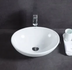 UMYWALKA NABLATOWA CERAMICZNA OWALNA OWAL BIAŁA STAWIANA NA BLAT 42 x 34 CM