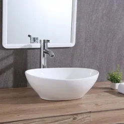 UMYWALKA NABLATOWA CERAMICZNA OWALNA OWAL BIAŁA STAWIANA NA BLAT 42 x
