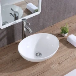 UMYWALKA NABLATOWA CERAMICZNA OWALNA OWAL BIAŁA STAWIANA NA BLAT 42 x