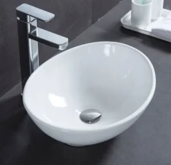 UMYWALKA NABLATOWA CERAMICZNA OWALNA OWAL BIAŁA STAWIANA NA BLAT 42 x