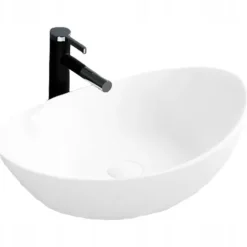 UMYWALKA NABLATOWA CERAMICZNA OWALNA OWAL BIAŁA STAWIANA NA BLAT 42 x