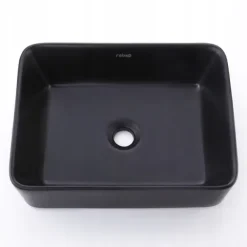 Umywalka nablatowa ceramiczna matowa czarna stawiana 48x36,5 cm prostokątna