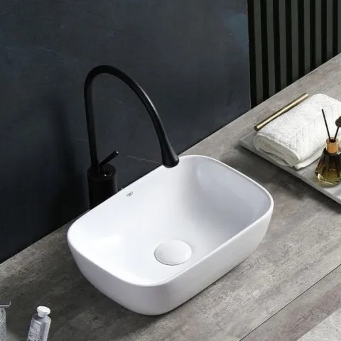 UMYWALKA NABLATOWA CERAMICZNA PROSTOKĄTNA 37X25 MILO-WH-370 BIAŁA 8