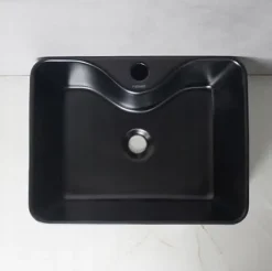 UMYWALKA NABLATOWA CERAMICZNA MATOWA CZARNA 48x38 REBIKO