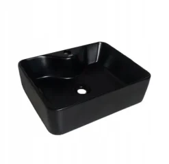 UMYWALKA NABLATOWA CERAMICZNA MATOWA CZARNA 48x38 REBIKO